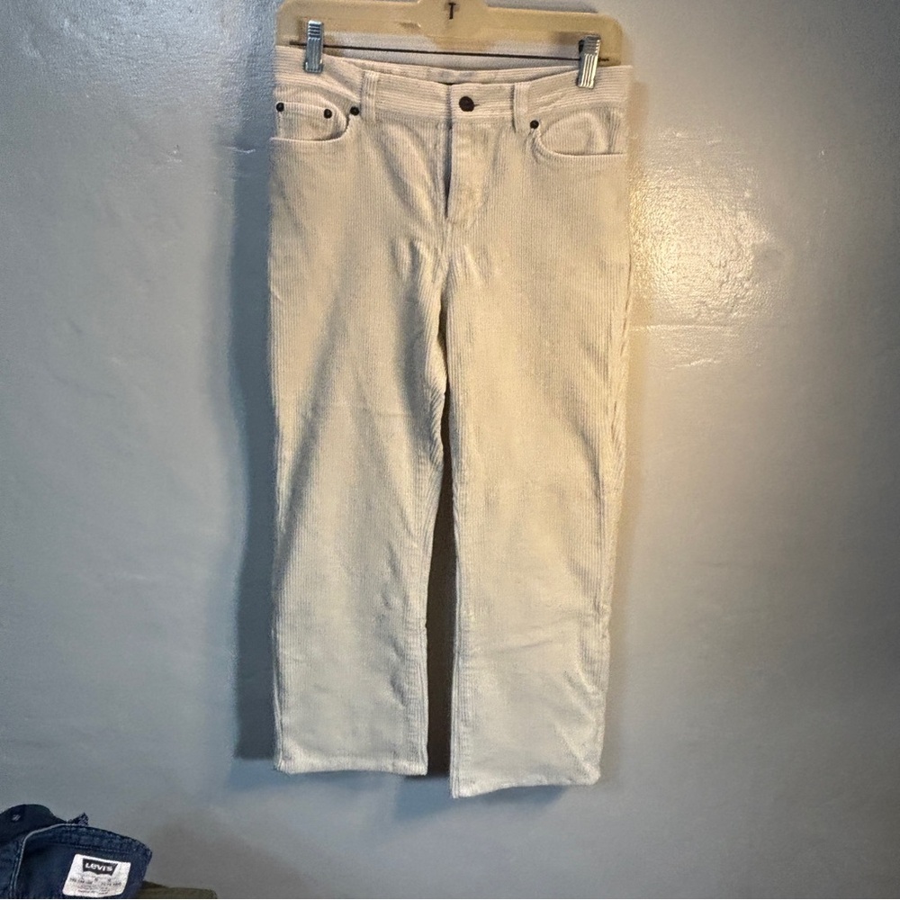 Lauren Jeans Co Ralph Lauren 4P Ivory Corduroy Pants Straight Leg High Rise